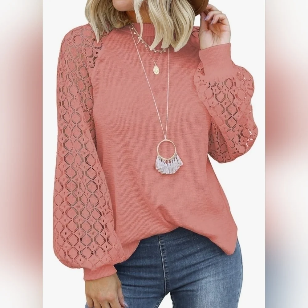 NWOT | MIHOLL | Women’s Long Sleeve Top | Lace Casual Loose Blouse | Medium